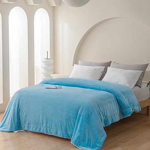Good Nite Decke, 200 x 230 cm, wendbare Sherpa-Fleecedecke, Flauschige Polyester-Decke, weich und warm, Bettdecken für Zuhause und Reisen (Blau, Kingsize)