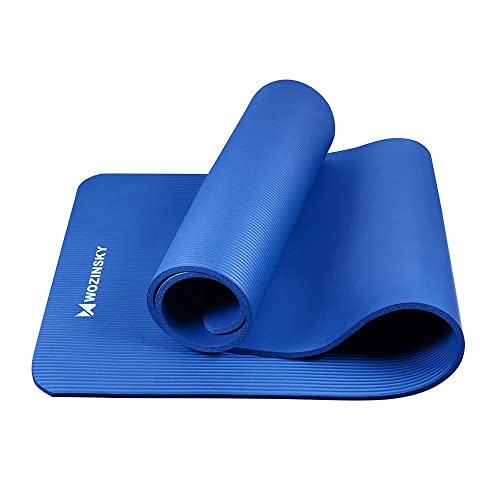 WOZINSKY Fitness Yogamatte Fitnessmatte Pilates Turnmatte Gymnastikmatte Trainingsmatte Sportmatte inkl. Tragegurt perfekt für zu Hause oder in büro 181 cm X 63 cm X 1 cm