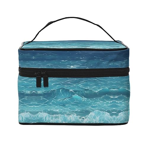 The Deep Blue Sea Stilvolle und praktische Reise-Kosmetiktasche mit extra großen Fächern und Reißverschluss, wasserdicht, Schwarz , Einheitsgröße