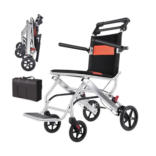KK-GGL 8 Kg Aluminiumlegierung Rollstuhl, Reise Mit Leichtem Transit -Rollstuhl, 100 Kg Kapazität, Ultra -Leichtfalt -Rollstuhl Für Erwachsene, Tragbare Mobilitätshilfen Für Ältere Menschen