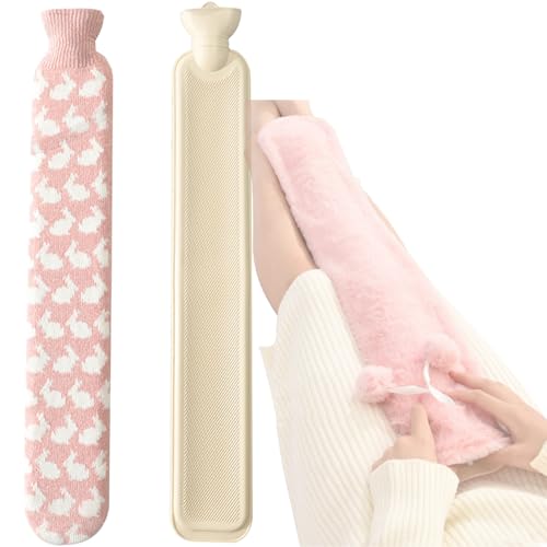 Large Hot Water Bottle Long,2 L Hot Water Bottle with Cover,Long Portable Belt for Attaching to Neck,Waist and Abdomen.Bed Bottle,Rubber Long Hot Water Bottle for Heat Therapy,Neck,Stomach 72cm(Size:7