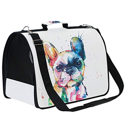 Kcldeci Transporttasche für Haustiere, Motiv: Französische Bulldogge, für Hunde und Katzen, wendbar, für Auto, Outdoor, Reisen, Wandern