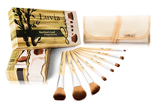 Luvia Cosmetics – Bamboo’s Leaf - Make-Up Pinsel Set aus nachhaltigem Bambus mit 8 Pinseln und praktischer Aufbewahrungstasche aus Leinen – Echtes Taklon Haar - Vegan und für Tierhaarallergiker geeignet