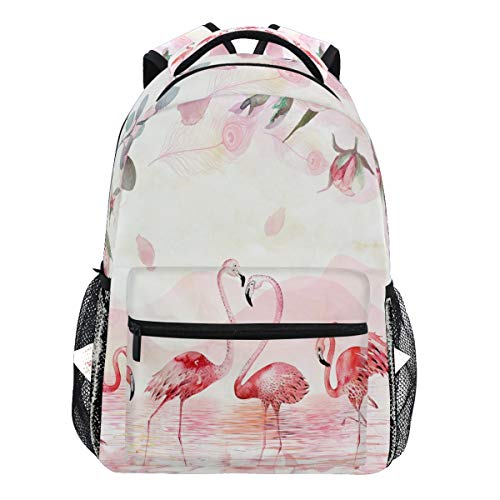 Oarencol Pink Flamingo Lake Rose Landscape Rucksack Bookbag Daypack Reise Schule College Tasche für Damen Herren Mädchen Jungen
