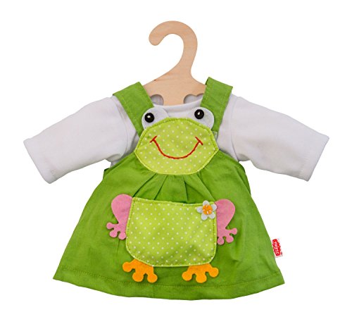 Heless 2488 - Bekleidungs-Set für Puppen im Froschi Design, 2 teilig mit Kleid und T-Shirt, Größe 35 – 45 cm