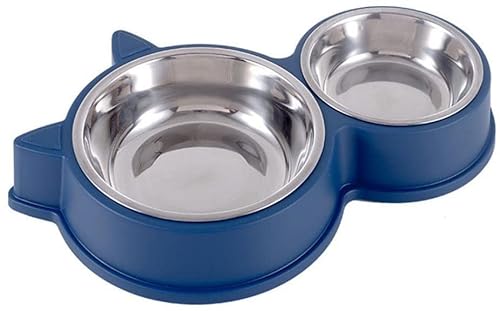 HEIMP Mehrzweck-Haustier-Doppelschüssel, trennbares Haustier-Fütterungswerkzeug, tragbare kleine Hundefutterspenderschüssel Hundenäpfe (Color : Blu, Size : One Size)