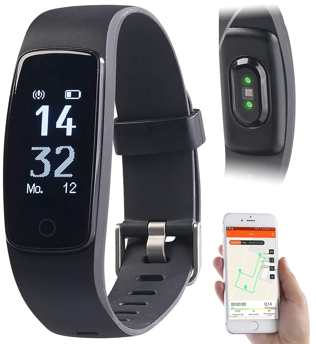 Newgen Medicals GPS-Fitness-Armband mit XL-Touch-Display, 14 Sportarten, IP68