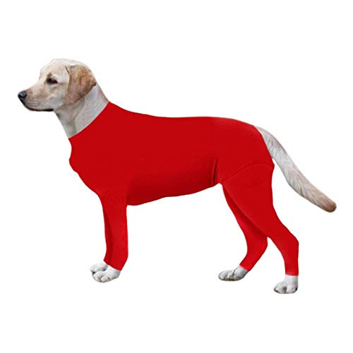 Hankyky Hund, chirurgischer Regenerationsanzug, Bauchwundschutz, nach Operationen, E-Halsband, Alternative für Hunde, Haustier Kleidung im Innenbereich, 2XL, rot