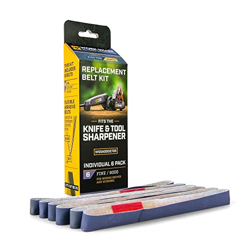 WORK SHARP™® WSKTS Belt Kit 6000 - Premium Ersatz Schleifband Set Körnung 6000-6 Stk. Schärfbänder für Knife & Tool Sharpener - Hochwertiger Schärfer