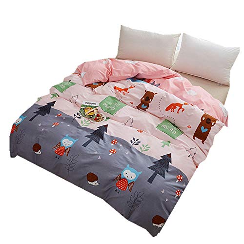100% Baumwolle Bettbezug und Kissenbezug Bettwäsche Set Neuheit Tier Soft Bettbezug Set für Kinder Baby Junge Mädchen (Eule, 3 Teilig 240x220 cm（Breite x Länge）)