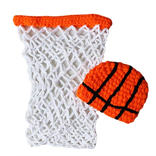 FAMKIT Neugeborenes Baby Fotografie Requisiten Säugling Crochet Basketball Outfits Net Wrap Har für 0-3 Monate Baby Infant Crochet Basketball Outfits Net Wrap Har für 0-3M Babys