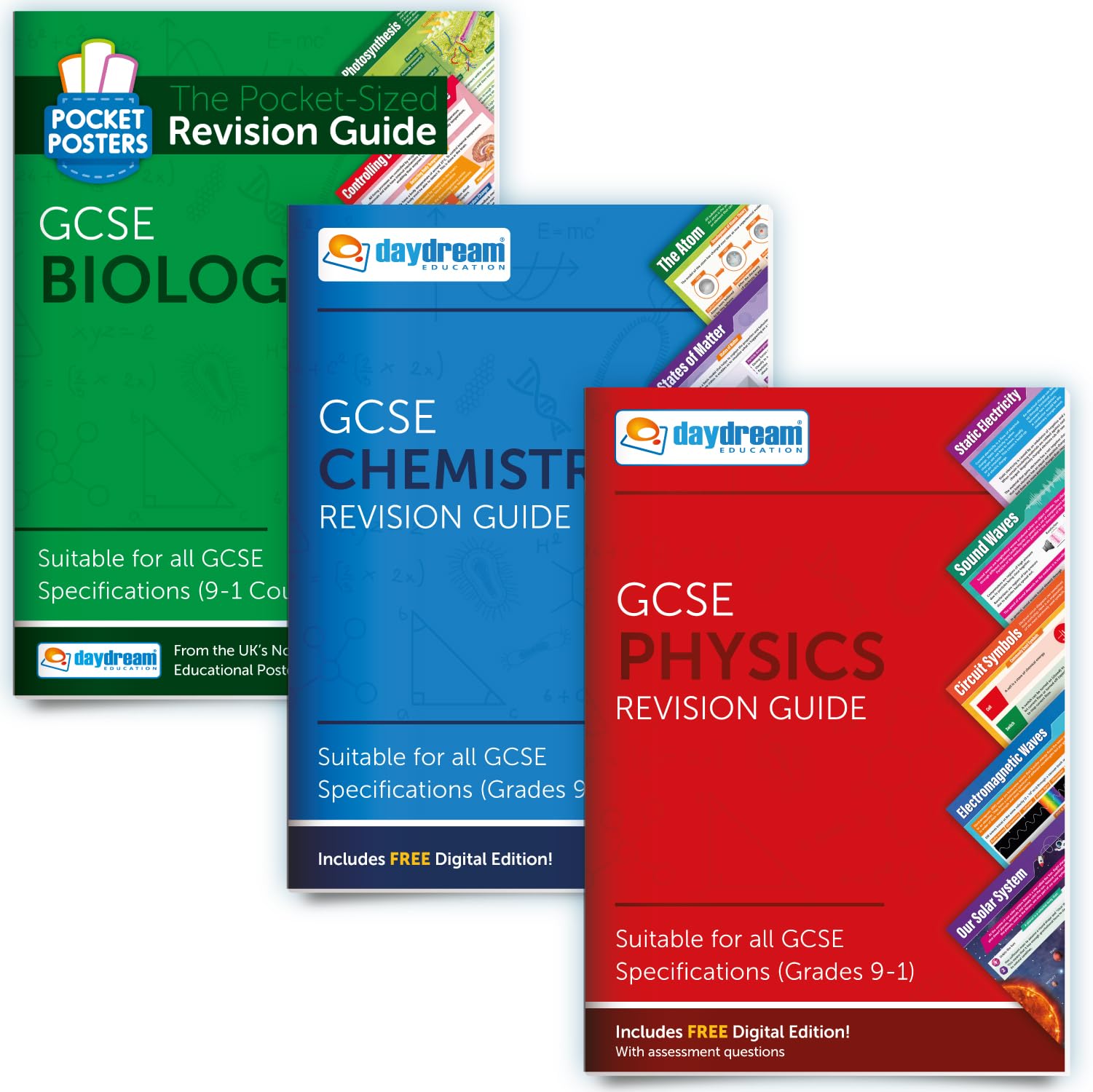 GCSE Biologie, Chemie und Physik Study Pack | Taschenposter: Die Revision Guides im Taschenformat | GCSE-Spezifikation | Kostenlose digitale Ausgaben, zugänglich auf Computern, Handys und Tablets