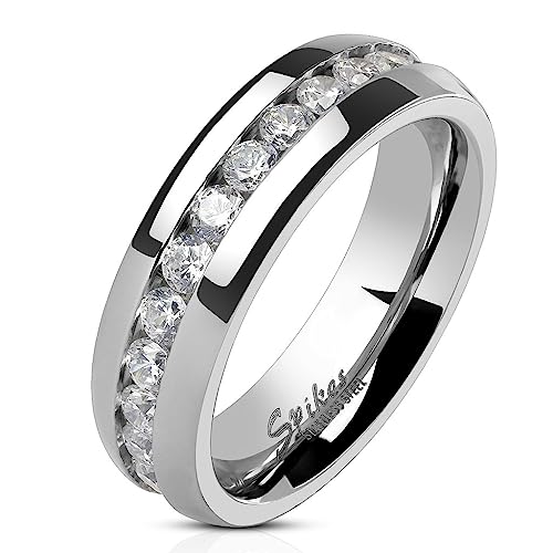 Bungsa 64 (20.4) - Paar-Ring Kristall Eternity Silber aus Edelstahl Unisex