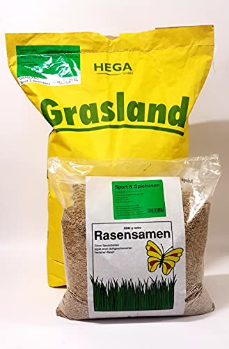 HEGA Grasland Rasensamen Grassamen Sport und Spielrasen (20 kg (2x 10 kg))