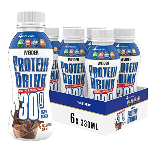 Weider Protein Low Carb Shake Ready to Drink 30 g, Schokolade, Eiweiß aus Whey + Casein, 6er Pack (6x330 ml)