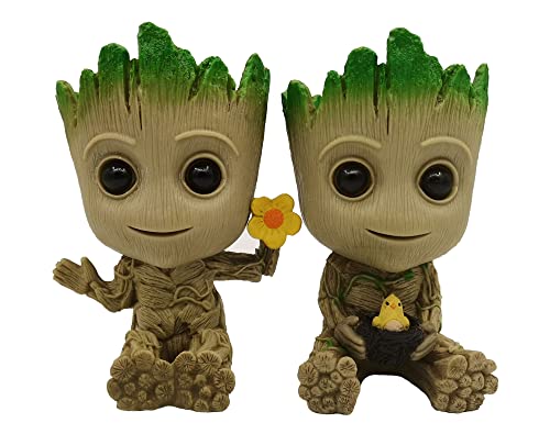 Baby Groot Blumentopf, Action-Figur aus Guardians of The Galaxy für Pflanzen & Stiftköcher Crafts Figur Wohnkultur 2xStück