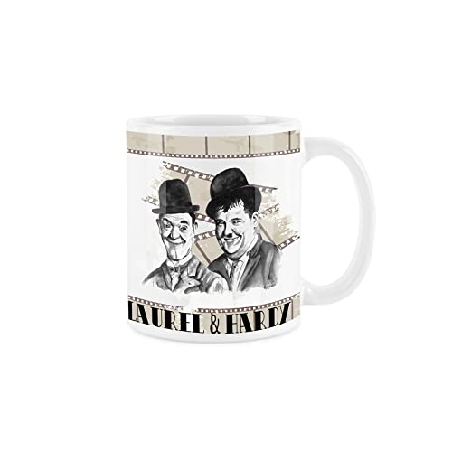Laurel and Hardy Tasse – Vintage Film Reel Comedy Duo Stan Laurel und Oliver Hardy Hollywood Film Geschenk/Geschenk – Tee Kaffee Weiß Keramik Tasse
