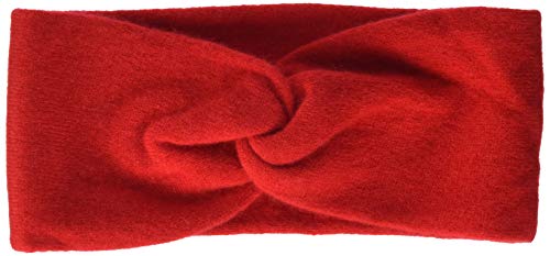 Zwillingsherz Stirnband aus 100% Kaschmir - Hochwertiges Strick-Kopfband im Uni Design für Damen Frauen Mädchen - Wolle - Ohrenschutz - Haarband - warm und weich für Frühjahr Herbst und Winter - rot