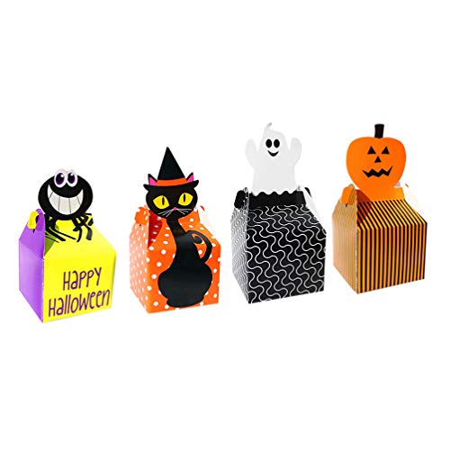 Supvox 48 St¨¹ck Halloween zugunsten Pralinenschachteln Spinne K¨¹rbislaterne Gespenst schwarze Katze Geschenkboxen aus Papier