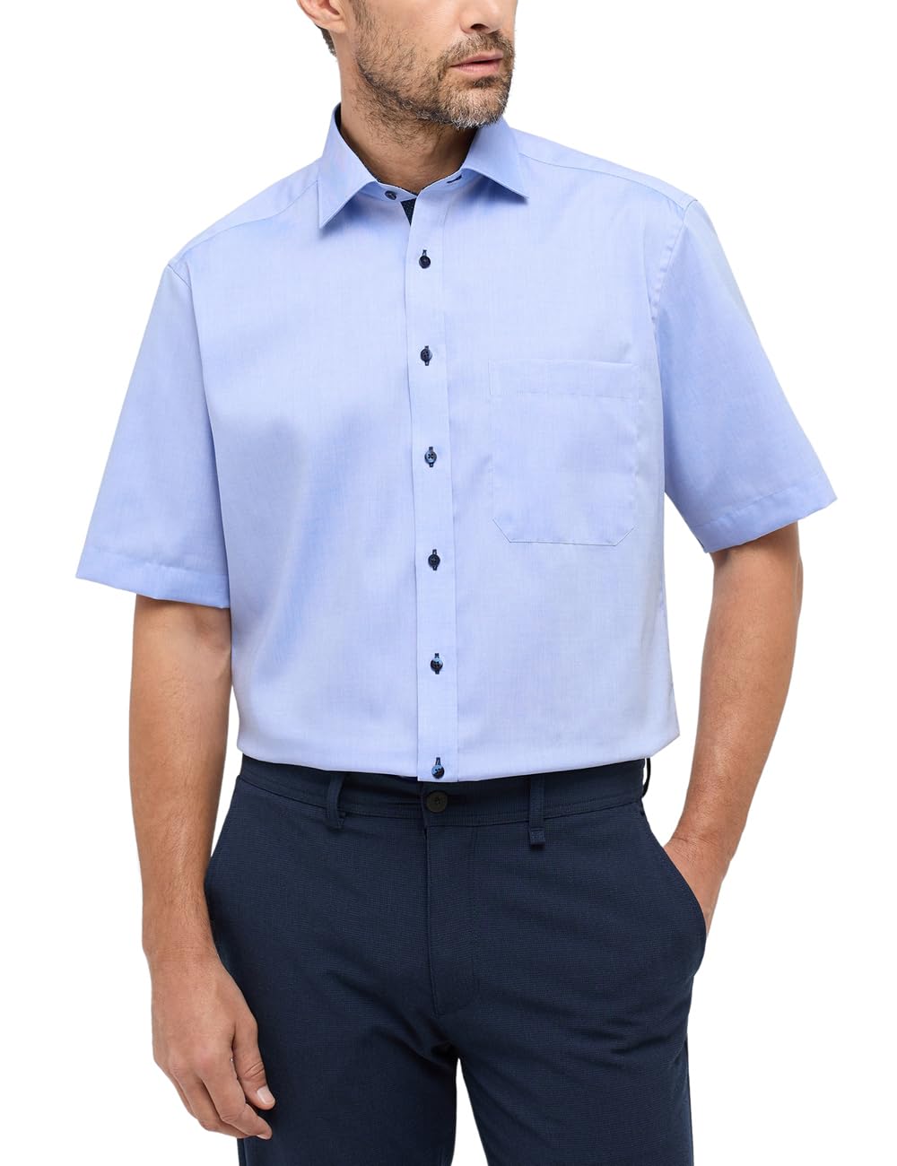 ETERNA Herren Pinpoint Oxford Hemd Comfort FIT 1/2 blau 40_H_1/2