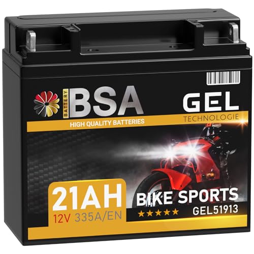 BSA 51913 GEL Roller Batterie 12V 21Ah 335A/EN Motorradbatterie doppelte Lebensdauer entspricht 51913 GEL51913 vorgeladen auslaufsicher wartungsfrei