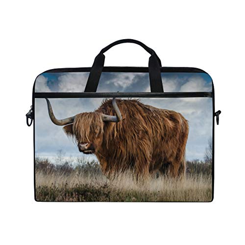 LUNLUMO Bull-Landschaft Nature Mammal Laptop- und Tablet-Tasche, strapazierfähig, für Business/Uni/Damen/Herren