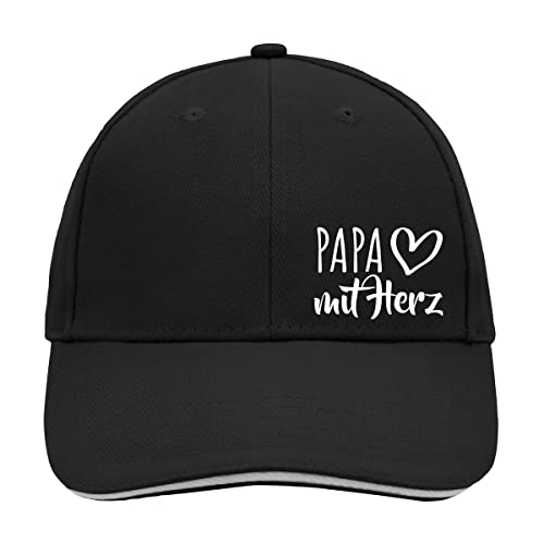 huuraa Cappy Mütze Papa mit Herz Unisex Kappe Black/Light Grey mit Motiv für die tollsten Menschen Geschenk Idee für Freunde und Familie