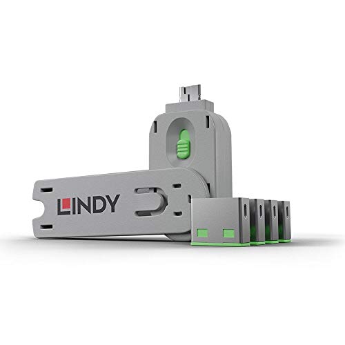LINDY Port Schloss USB-Lock + Key 4er Set Gruen inkl. 1 Schluessel 40451
