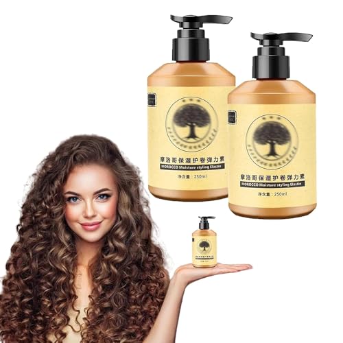 Long-Lasting Styling Moroccan Volume Moisturizing Elasticity, Moroccan Hydrating Styling Cream, Morocco Moisture Styling Elastin 250ml, for Dry Damaged Bounce Curl Hair Care (2 Pcs)