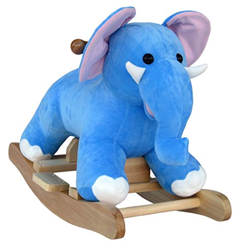 Wagner 9520 - Schaukeltier Elefant aus Holz und Plüsch für Kinder und Babys Schaukelpferd Schaukel-Elephant