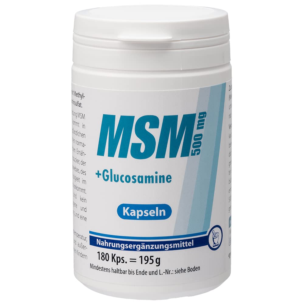 Pharma-Peter MSM 500 mg + Glucosamine - sanfte Wirksamkeit bei belasteten Gelenken - 180 Kapseln