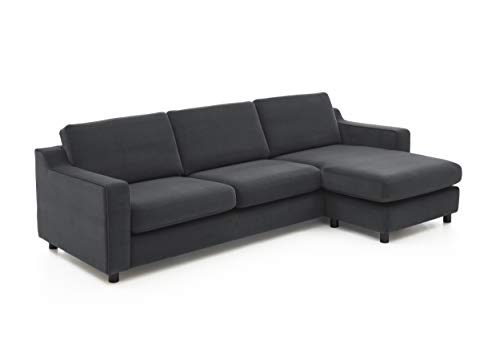 Atlantic Home Collection Sofaecke Luka mit samtigem Bezug, Ecke wahlweise rechts oder Links montierbar Sofas, Dunkelgrau, 270x151x80 cm (BxTxH)