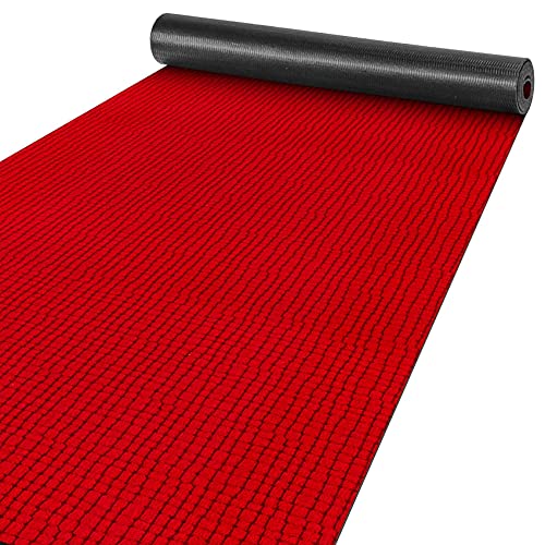 Teppich Läufer Flur Küchenteppich Schmutzfangmatte Sauberlaufmatte rutschfest Velours Rot 65x400cm Modern