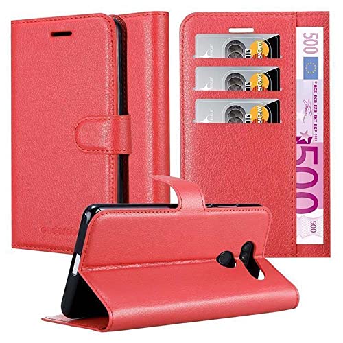 Cadorabo Hülle kompatibel mit LG K50S Handyhülle aus Premium Kunst Leder Flip Klappbare Stoßfeste Magnetische [Standfunktion] [Kartenfächern] Cover Hülle für LG K50S Tasche in Rot