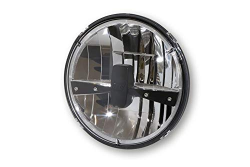 HIGHSIDER LED Hauptscheinwerfereinsatz TYP 3, rund mit verchromtem Reflektor und schwarzer Blende, 7 Zoll, Fern-, Abblen