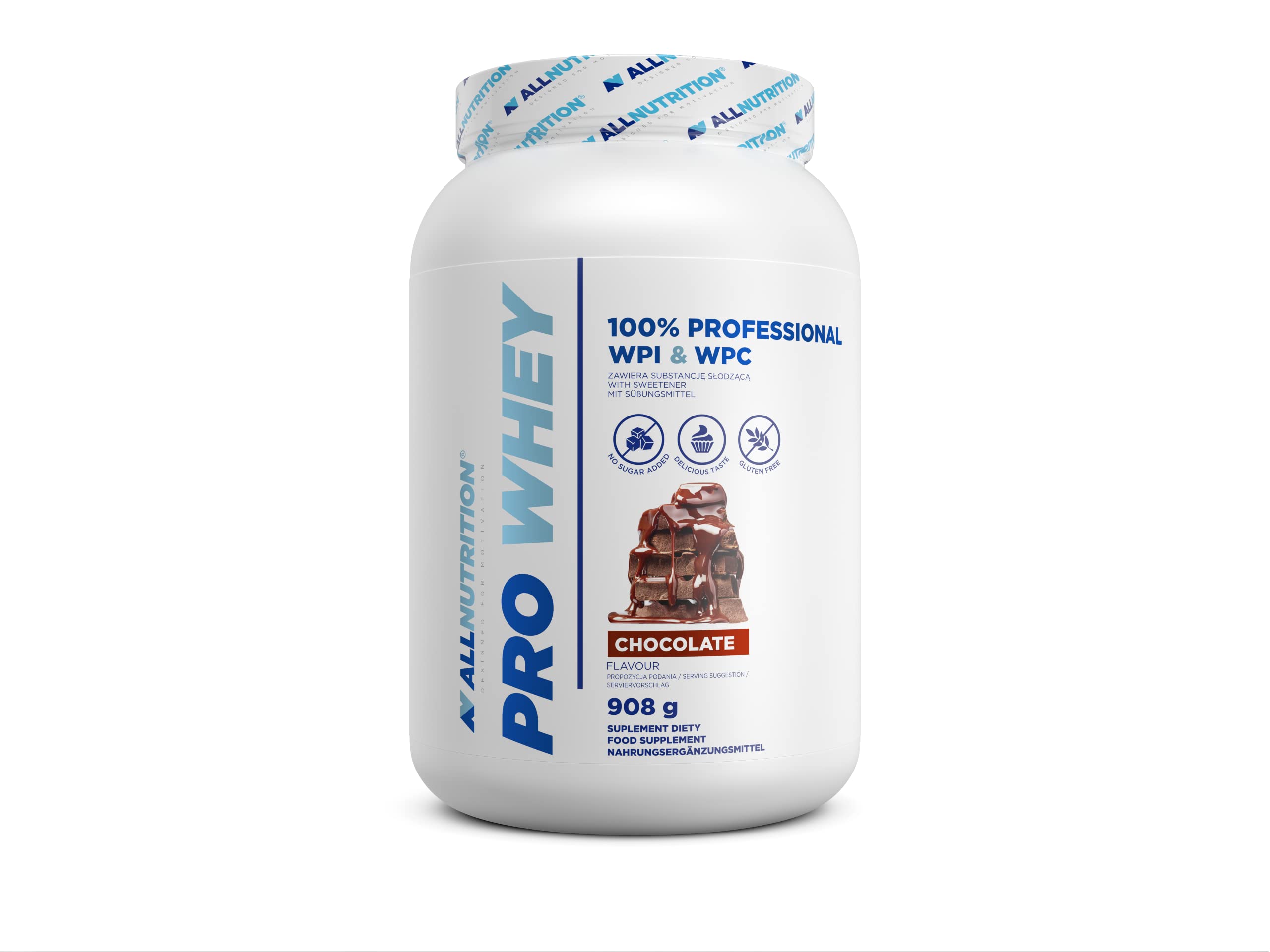 ALLNUTRITION Pro Whey Protein Powder mit Verzweigten Aminosäuren - Molkenprotein-Konzentrat & Molkenprotein-Isolat - Pre-Workout-Pulver - Kalorienarmes Proteinpulver - 908g - Schokolade