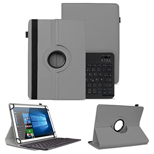 NAUC Schutzhülle kompatibel mit Xiaomi Redmi Pad SE 11 Zoll Tasche Tablet Schutz Hülle Kunstleder Bluetooth Tastatur QWERTZ 360 Drehbar Cover Keyboard Case, Farben:Grau