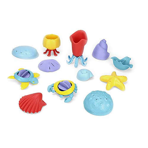 Green Toys Tide Pool Deluxe Set - 12 Stück Bath Toy Set Made from 100% Recycled Kunststoff, Top Sand and and Water Toys, Baby Bath Toys