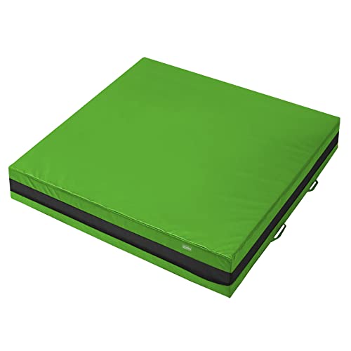 ALPIDEX Mini Weichbodenmatte Matte Turnmatte Fallschutz 100 x 100 x 25 cm mit Tragegriffen und Anti-Rutschboden, Farbe:grün