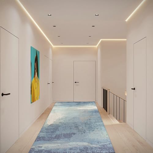 AMZYU Teppich für Wohnzimmer 90 x 500 cm rutschfest Teppichläufer mit Muster Schlafzimmer Deko fürs Schlafzimmer und die Küche geeignet, F