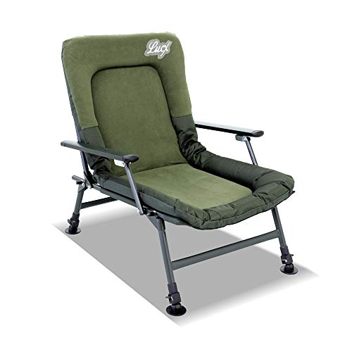Lucx® Angelstuhl Karpfenstuhl Carp Chair Gartenstuhl Camping Stuhl mit Armlehnen in Grün 'Like a Hobo'
