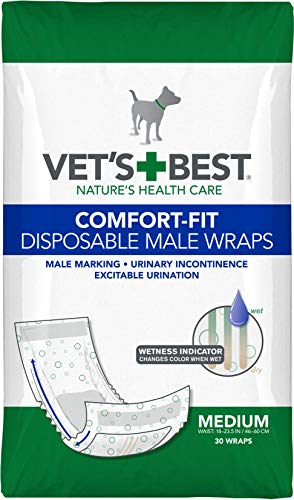 Vet's Best Comfort Fit Einweg-Windeln für männliche Hunde, saugfähig, auslaufsicher, Größe M, 30 Stück