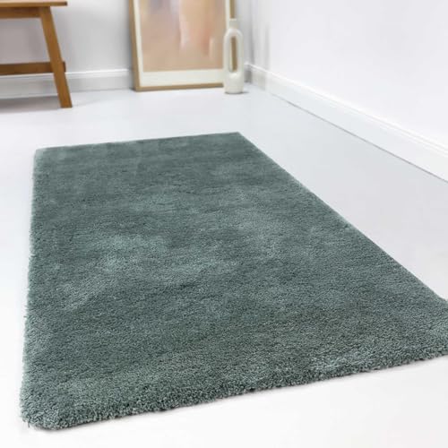 Kuschelig weicher Esprit Hochflor Teppich, bestens geeignet fürs Wohnzimmer, Schlafzimmer und Kinderzimmer RELAXX (120 x 170 cm, grün grau)