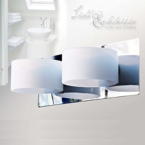 Licht-Erlebnisse Ausgefallene 2-flammige Badleuchte mit 2x G9 Halogen Badlampe Spiegelleuchte Wandlampe Badezimmer