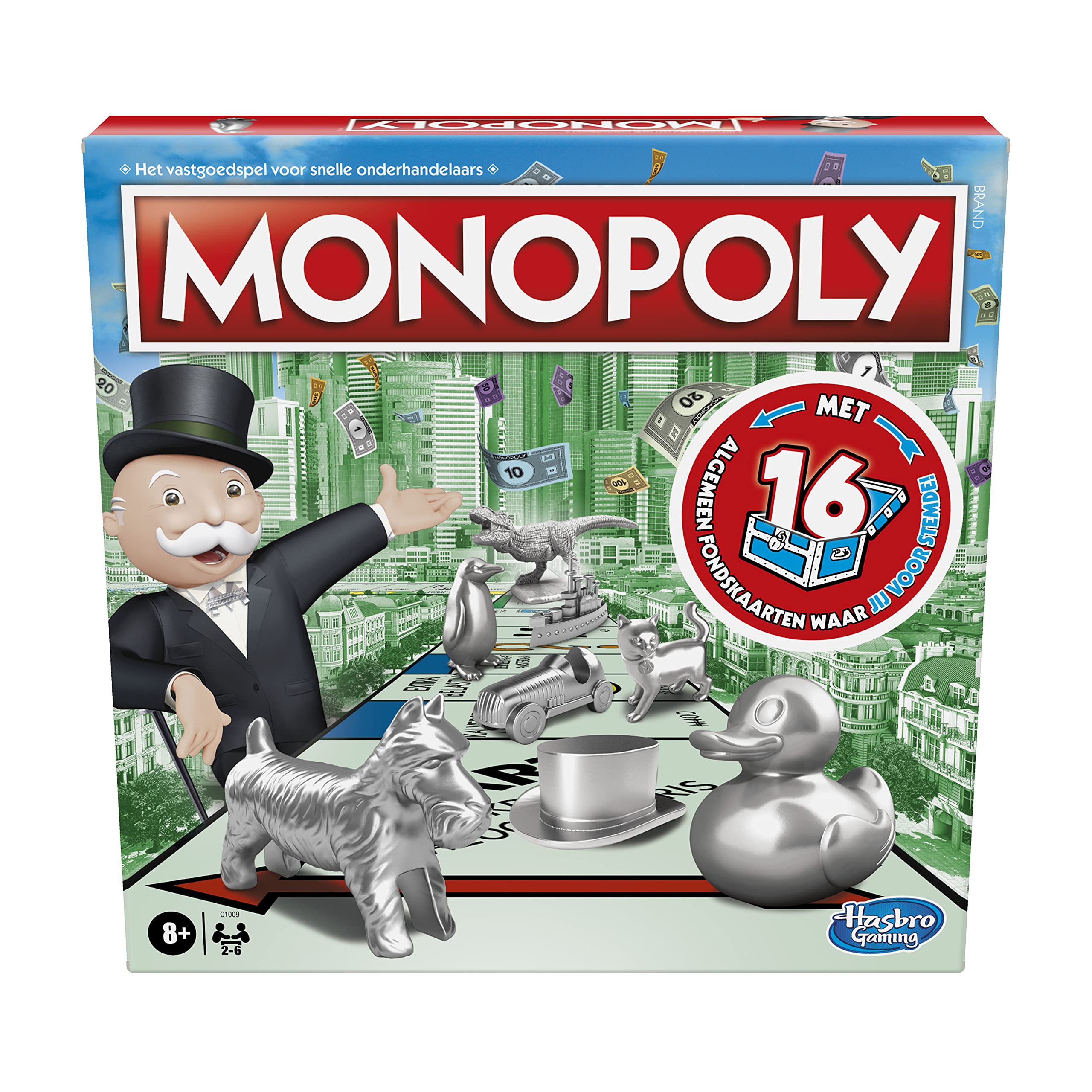 Monopoly Classic Brettspiel mit neuen General Fondkarten ab 8 Jahren Niederländische Fassung