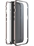 WHITE DIAMONDS - Hülle 360 Grad Glass Case Passend für Apple iPhone 14 Pro I Handyhülle, Durchsichtig, Magnet Verschluss Cover (Transparent mit goldenem Rahmen)