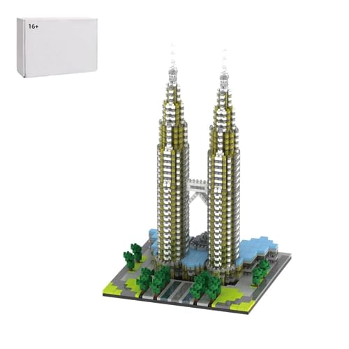 Architektur Bausteine Bausatz, Twin Towers Architektur Modell Bausteine, 2351 Teile Weltberühmtes Gebäude Modellbausatz, Geschenk für Erwachsene und Kinder, Nicht Kompatibel mit Lego (YZ057)