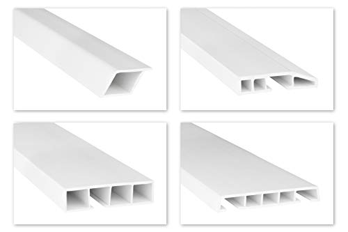HEXIM Fenster/PVC Deckleisten Sonderformen - speziellen Hohlkammerprofile mit abgeschrägten Kanten und zum Klipsen, wahlweise mit Schaumkleband - 2 Meter je Leiste (150x11mm, HJ 240)