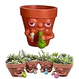 CRDWN Pot Smoking Topfpflanzer,Mini-Pflanztöpfe Aus Kunstharz,Pflanztöpfe Für Den Innenbereich Mit Drainage, Einzigartige Pflanzgefäße Für Zimmerpflanzen,Für Schreibtisch,Zuhause (L,Green)