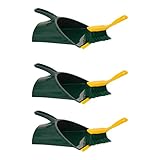 Novaliv 3X Kehrgarnitur Jumbo Krallengarnitur 2-TLG Set Kunststoff Grün Gelb Gebogene Borsten Kehrset Kehrschaufel Handfeger (Kehrgarnitur Krallenfeger, 3)